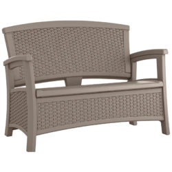 Suncast Wicker-Effect Love Seat with Storage – Dark Taupe